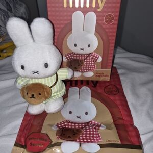 Miffy White Plush Keychain with Brown Bear